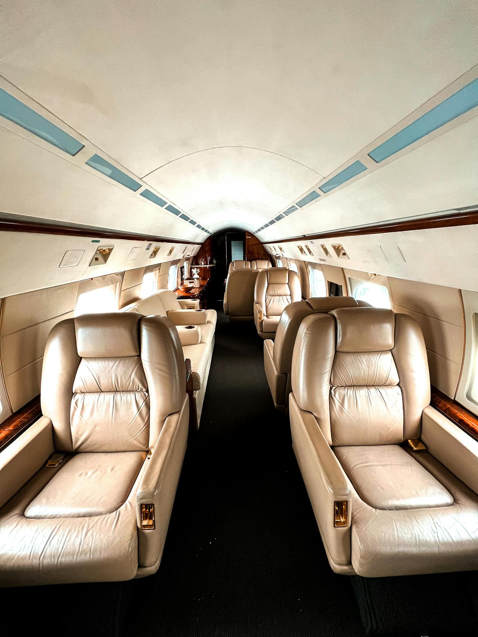 Inside a private jet cabin